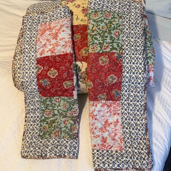 Pottery Barn Vintage Square Patchwork Quilt Set~ King 2 Euro Shams ~ 2011 - Picture 11 of 13